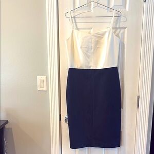 Banana Republic Cream and Blue Sheath Dress Spaghetti Strap